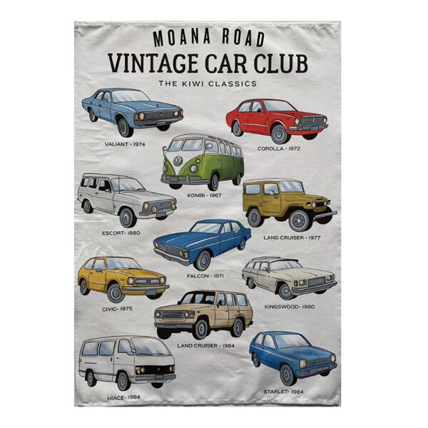 Moana Road Tea Towel NZ Vintage Car Club