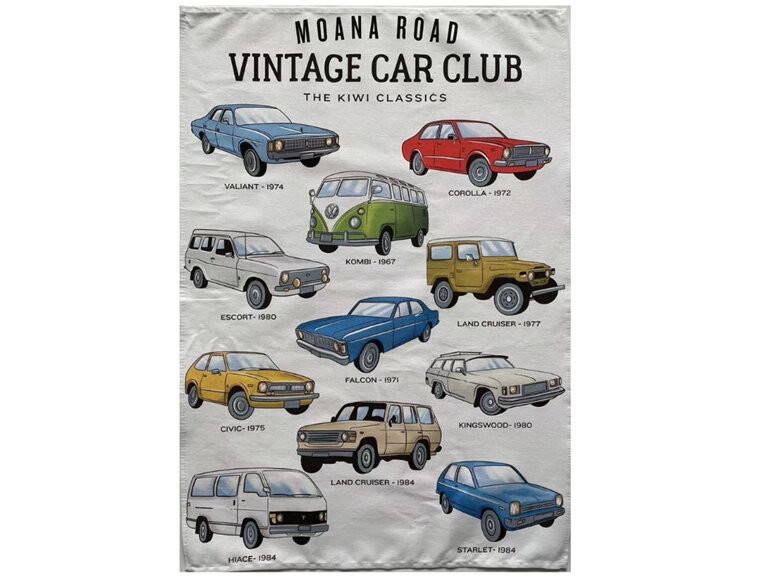 Moana Road Tea Towel NZ Vintage Car Club