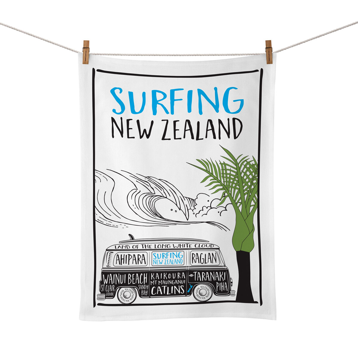 Moana Road Tea Towel - Surfing