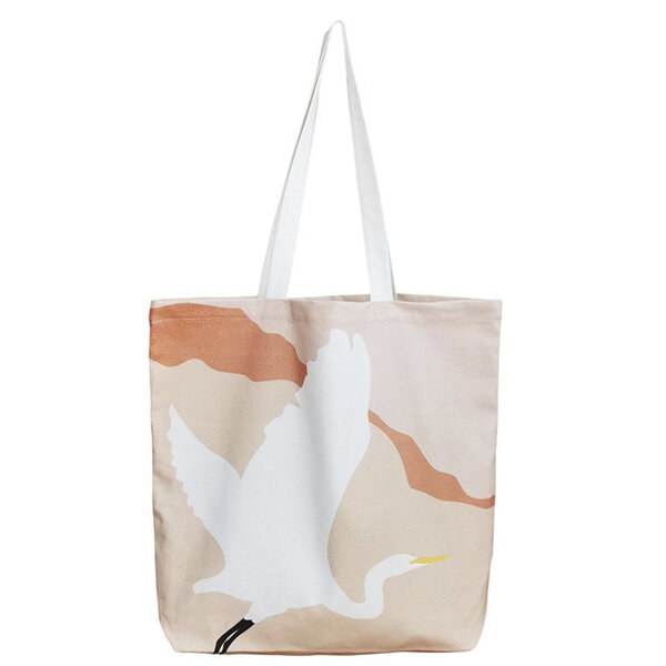 Modern Kotuku Heron Cotton Tote Bag