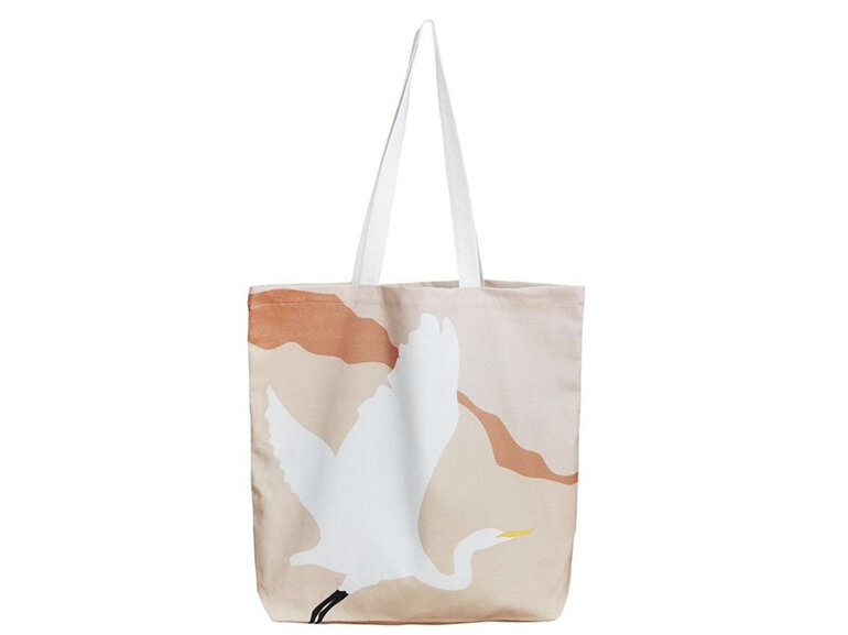 Modern Kotuku Tote Bag bird heron eco shopping nz aotearoa