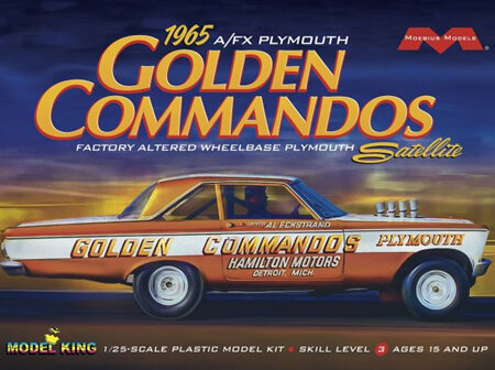 Moebius/Model King 1/25 65 AF/X Plymouth Golden Commandos Altered Wheelbase Drag Race Car (MDK1237)
