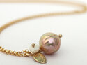 Momoka peach flower gold leaf opal pearl pendant lily griffin nz jewellery
