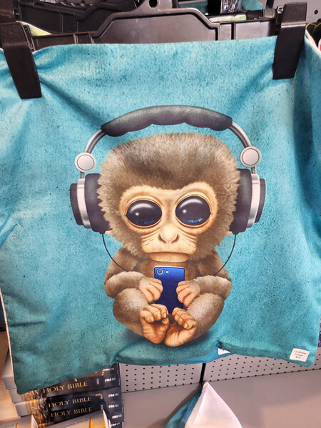 Monkey with Headphones Cushion Cover