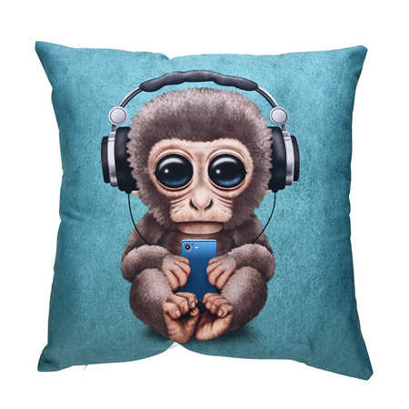 Monkey with Headphones Cushion Cover