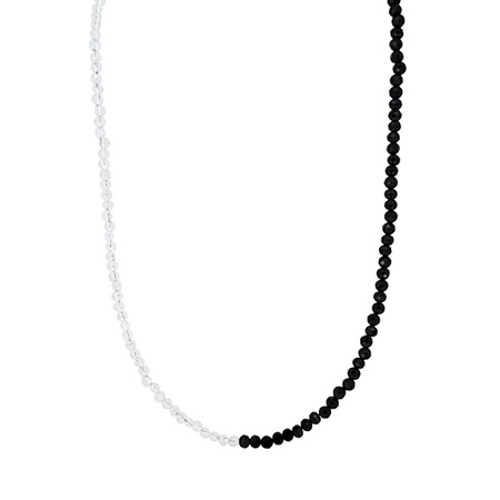 Moonstone and Black Spinel Two Tone Bead Necklace