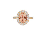 Morganite and Diamond Halo Ring in 18ct Rose Gold