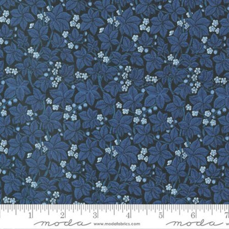 Morris Meadow Bramble Small Floral Leaf Kelmscott Blue 8375-15