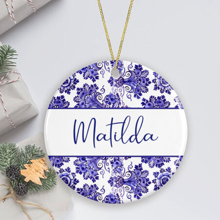 Mosaic Blue  Personalised Ornament