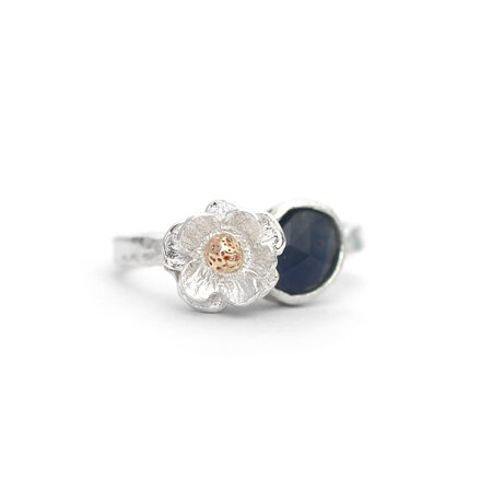 Mount Cook Lily and Blue Sapphire Ring
