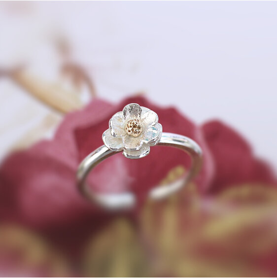 Mount Cook Lily flower silver solid gold open ring lilygriffin nz jewellery