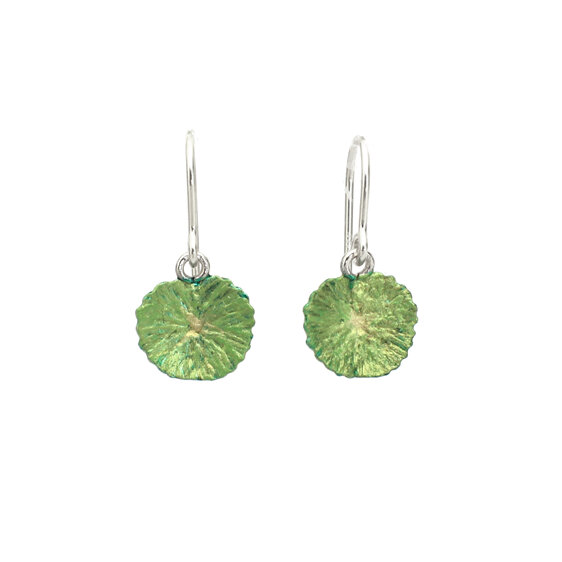 Mount Cook Lily leaf pad green sterling silver earrings lilygriffin nz jewellery