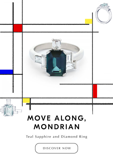 Move Along, Mondrian-Sapphire Diamond Ring inspired by Modernist Piet Mondrian