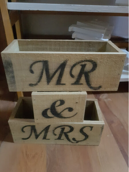 MR and MRS rustic boxes