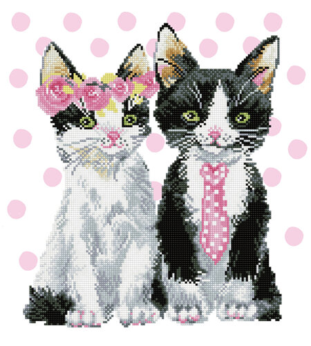Mr & Mrs Pink Cats - Diamond Dotz - Intermediate Kit