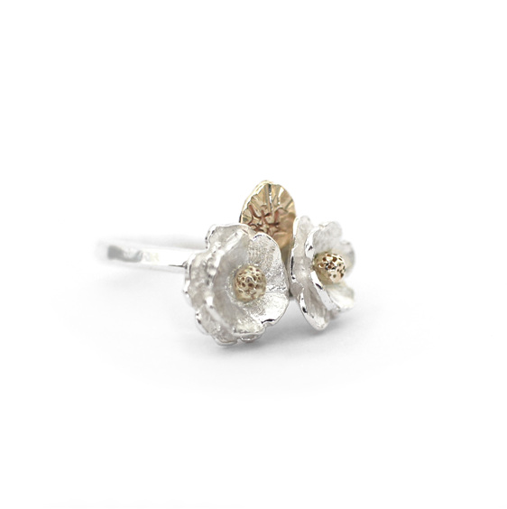 mt cook lily flowers sterling silver gold leaf ring lilygriffin jewellery nz