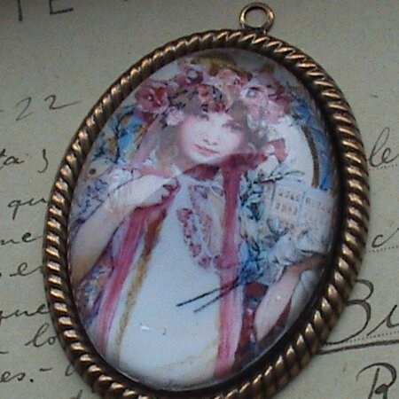 Mucha Art Nouveau poppies in her hair