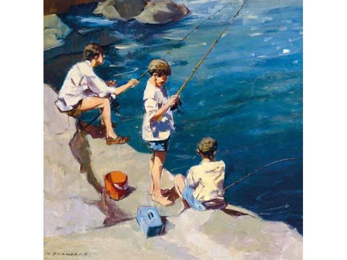 Museums and Galleries boys fishing card fathers day son father dad fish