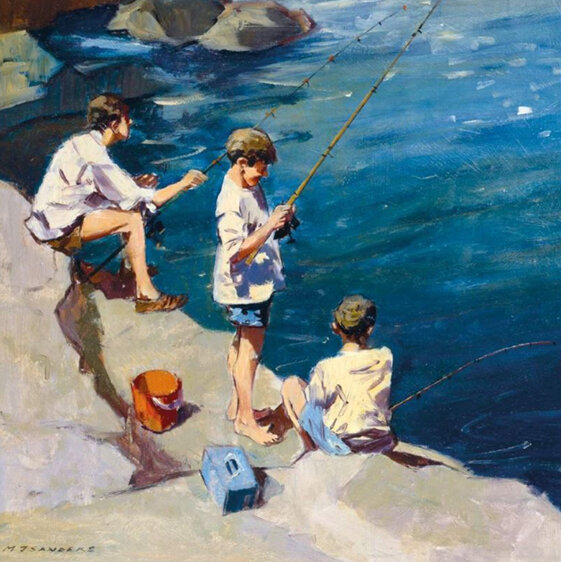 Museums and Galleries boys fishing card fathers day son father dad fish