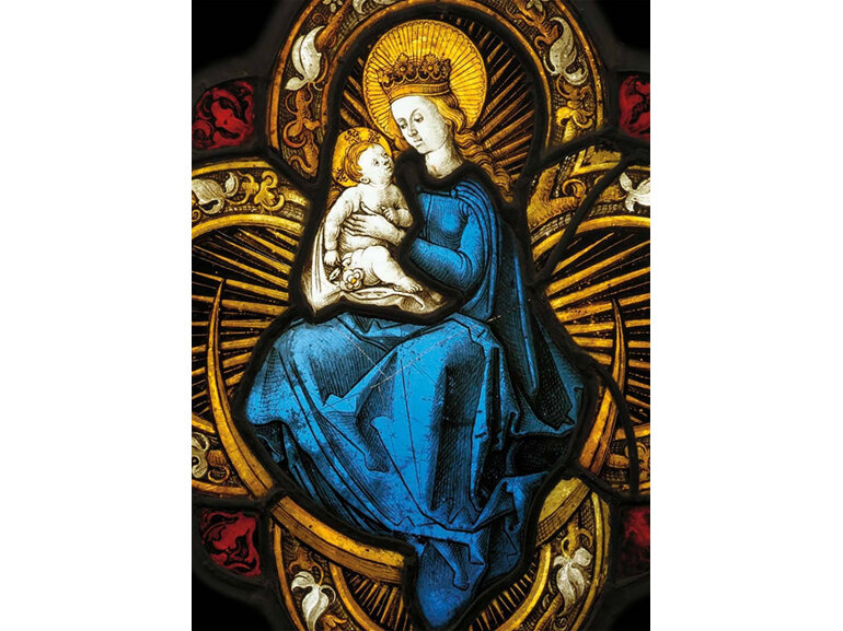Museums & Galleries Christmas Cards 8 Pack - Virgin & Child Stained Glass Panel