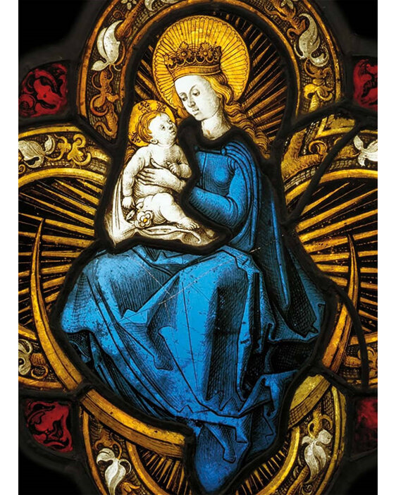 Museums & Galleries Christmas Cards 8 Pack - Virgin & Child Stained Glass Panel