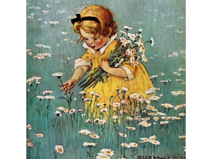 Museums & Galleries Gathering Flowers In The Meadow Card girl