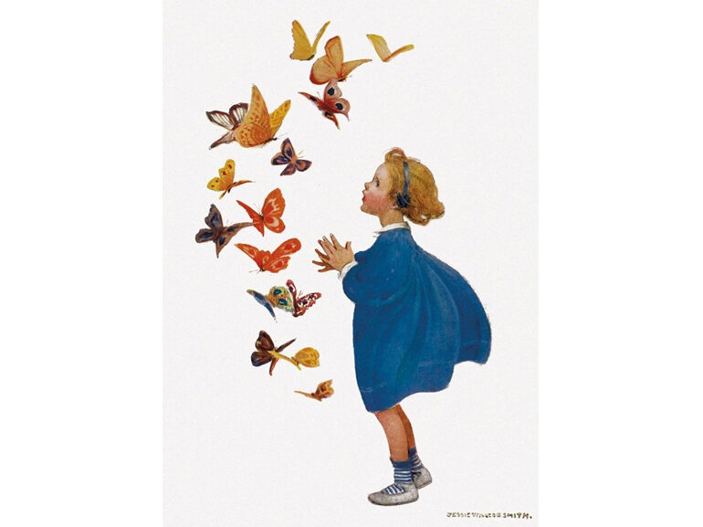 Museums & Galleries - Little Girl and Butterflies Card