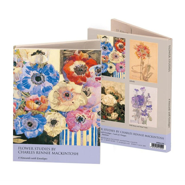 Museums & Galleries - Mackintosh Flower Studies 8 Notecards 2 Designs
