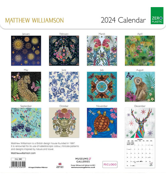 Museums & Galleries Matthew Williamson 2024 Wall Calendar Unichem