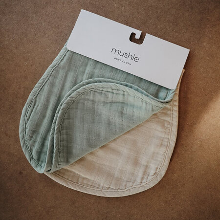 MUSHIE BURP CLOTH PACK/2 - ROMAN GREEN/FOG