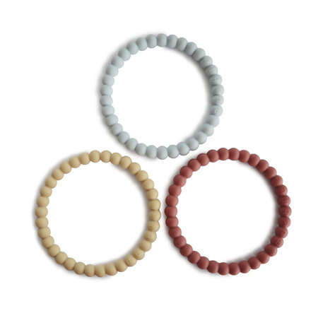 MUSHIE SILICONE PEARL TEETHER BRACELETS - NEUTRAL