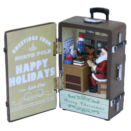 Musical suitcase with Santa's workshop inside!