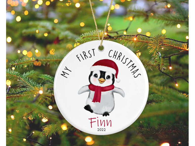 My First Christmas Penguin Personalised Ornament