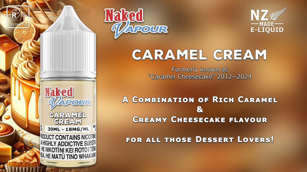Naked Vapour e-Liquid - Caramel Cream e-Liquid Flavour Description