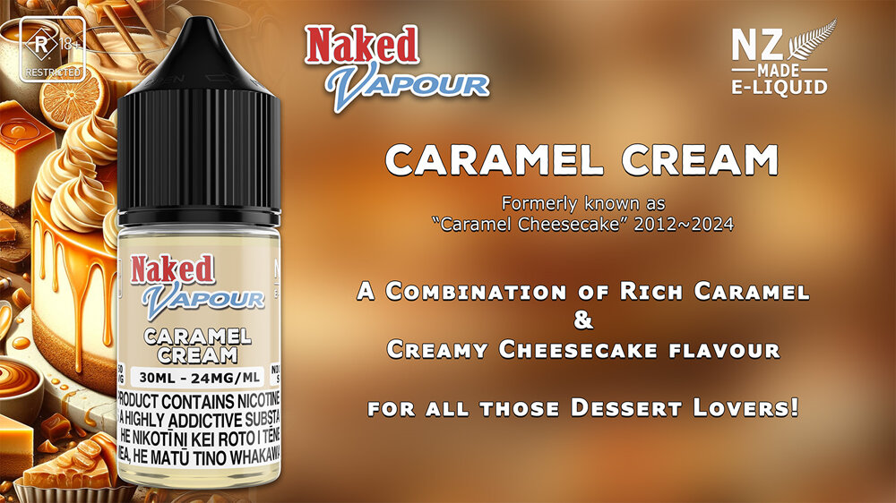 Naked Vapour e-Liquid - Caramel Cream e-Liquid Flavour Description