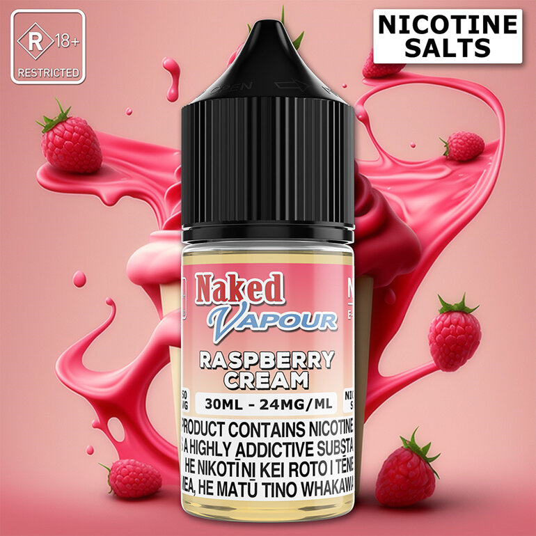 Naked Vapour e-Liquid - Raspberry Cream Salts