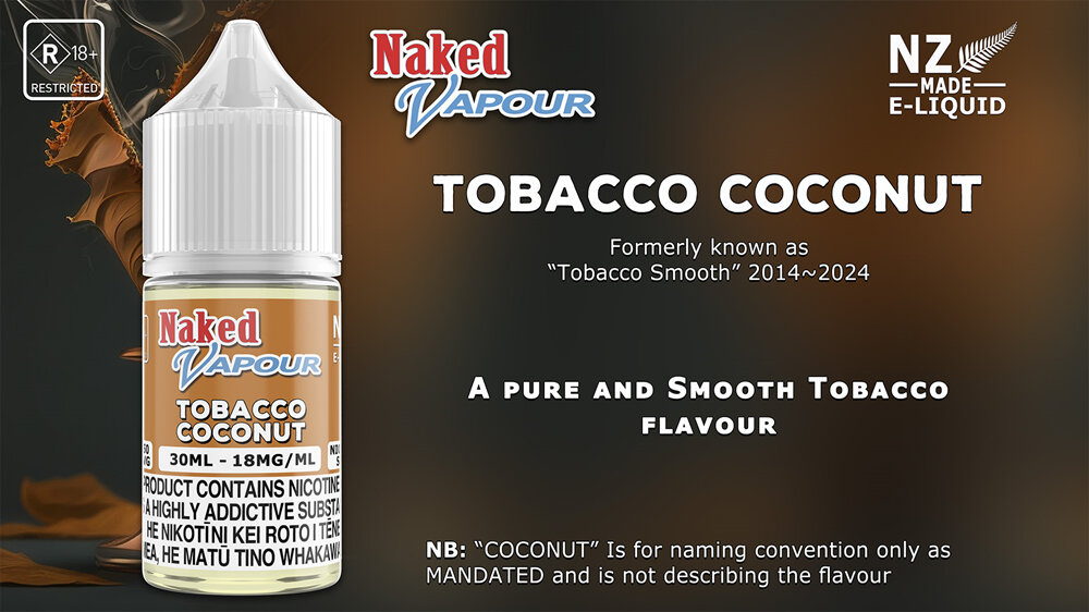 Naked Vapour e-Liquid - Tobacco Coconut e-Liquid Flavour Description