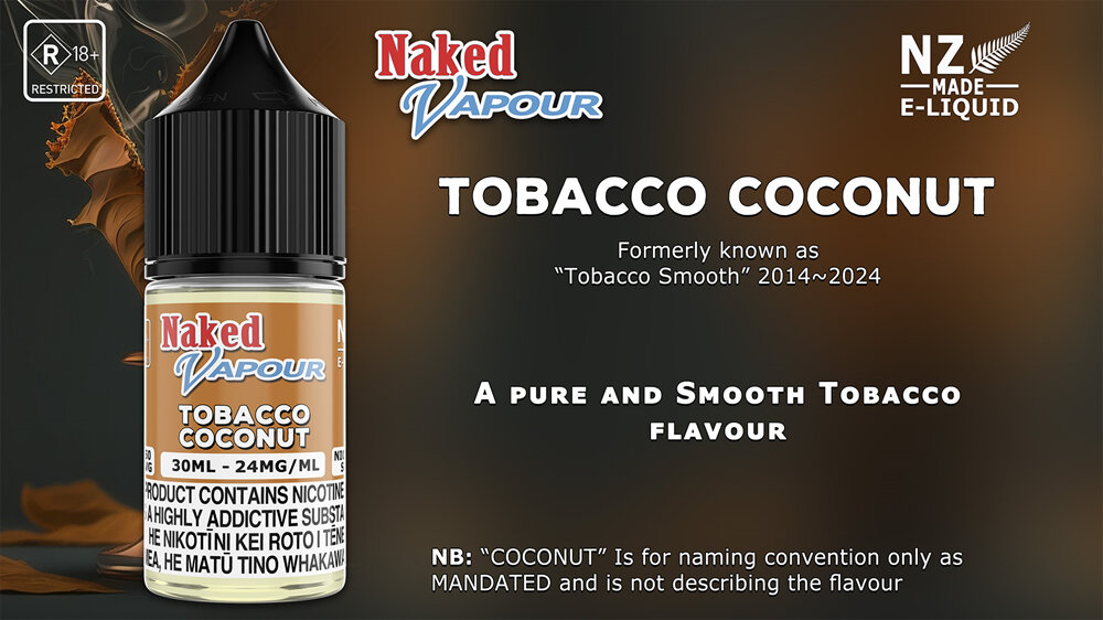 Naked Vapour e-Liquid - Tobacco Coconut e-Liquid Flavour Description