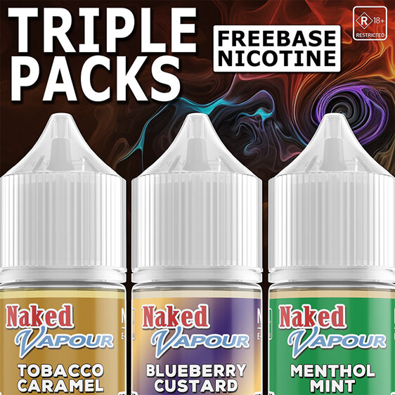 Naked Vapour e-Liquid - Triple Pack Freebase Nicotine