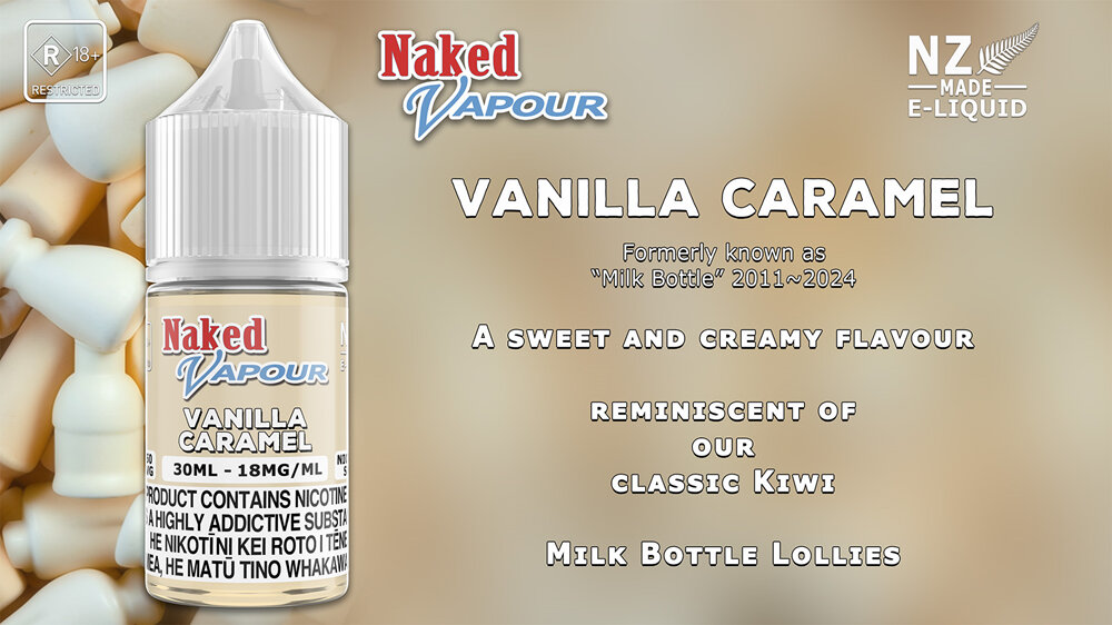 Naked Vapour e-Liquid - Vanilla Caramel e-Liquid Flavour Description