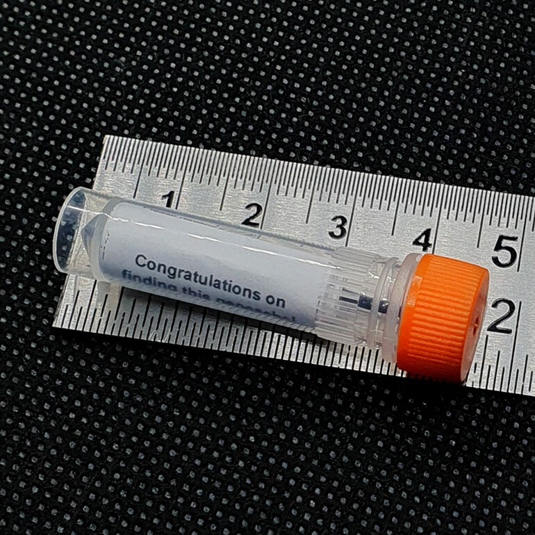nano cache tube with waterproof log for sneaky geocache hide