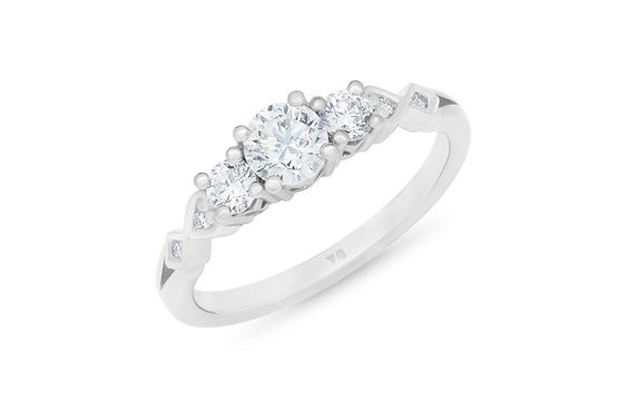 Narrative Baile Three Stone Diamond engagement Ring 18ct white gold platinum