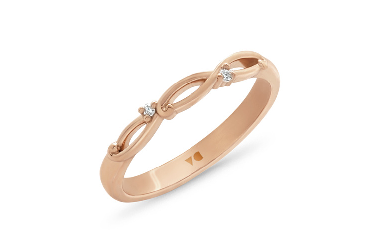 Narrative Lore Wedding Ring rose gold diamond set band koru filigree