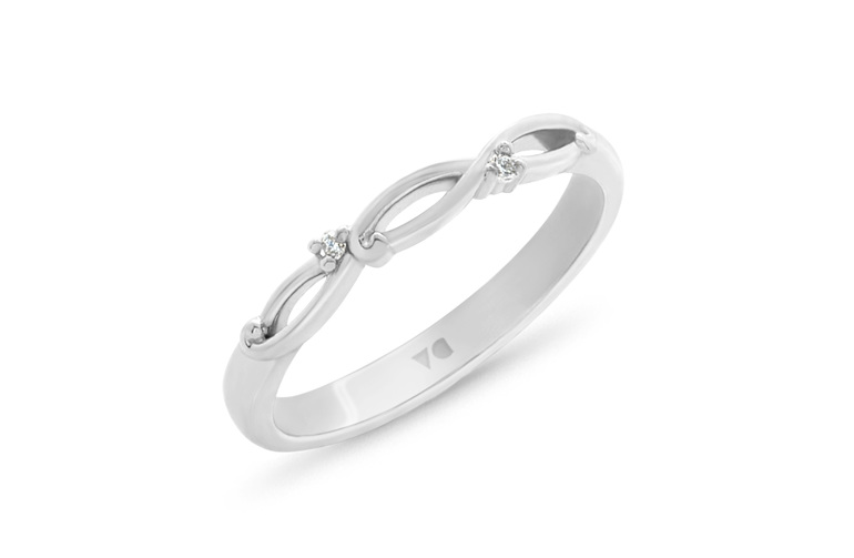 Narrative Lore Wedding Ring white gold platinum diamond set band koru filigree