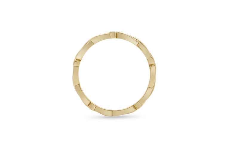 Narrative Marena Wedding Ring diamond set yellow gold band koru detail design