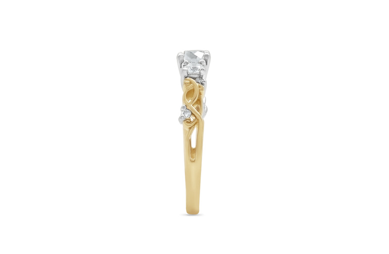 Narrative Traces Three Stone Diamond Ring Yellow Gold Platinum NZ Jewellery