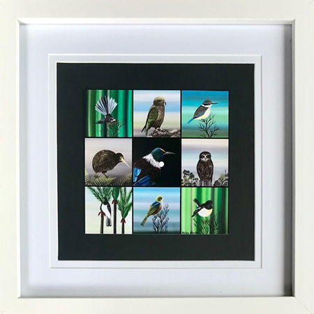 Native Birds Print - square frame 8 x 8'