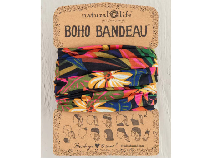 Natural Life Boho Bandeau Black Tropical hair headband