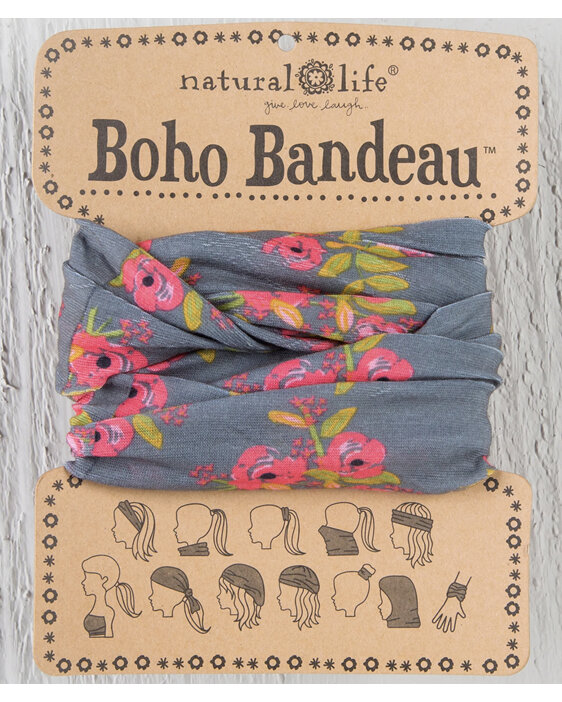 Natural Life Boho Bandeau Charcoal Blooms