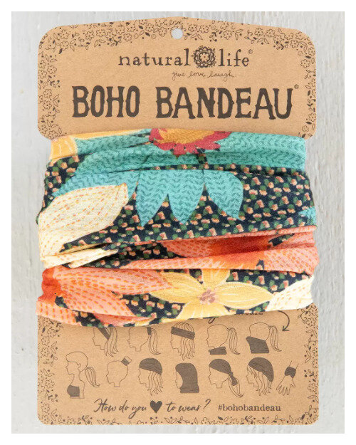 Natural Life Boho Bandeau Headband Blue Coral Cream hair headband her